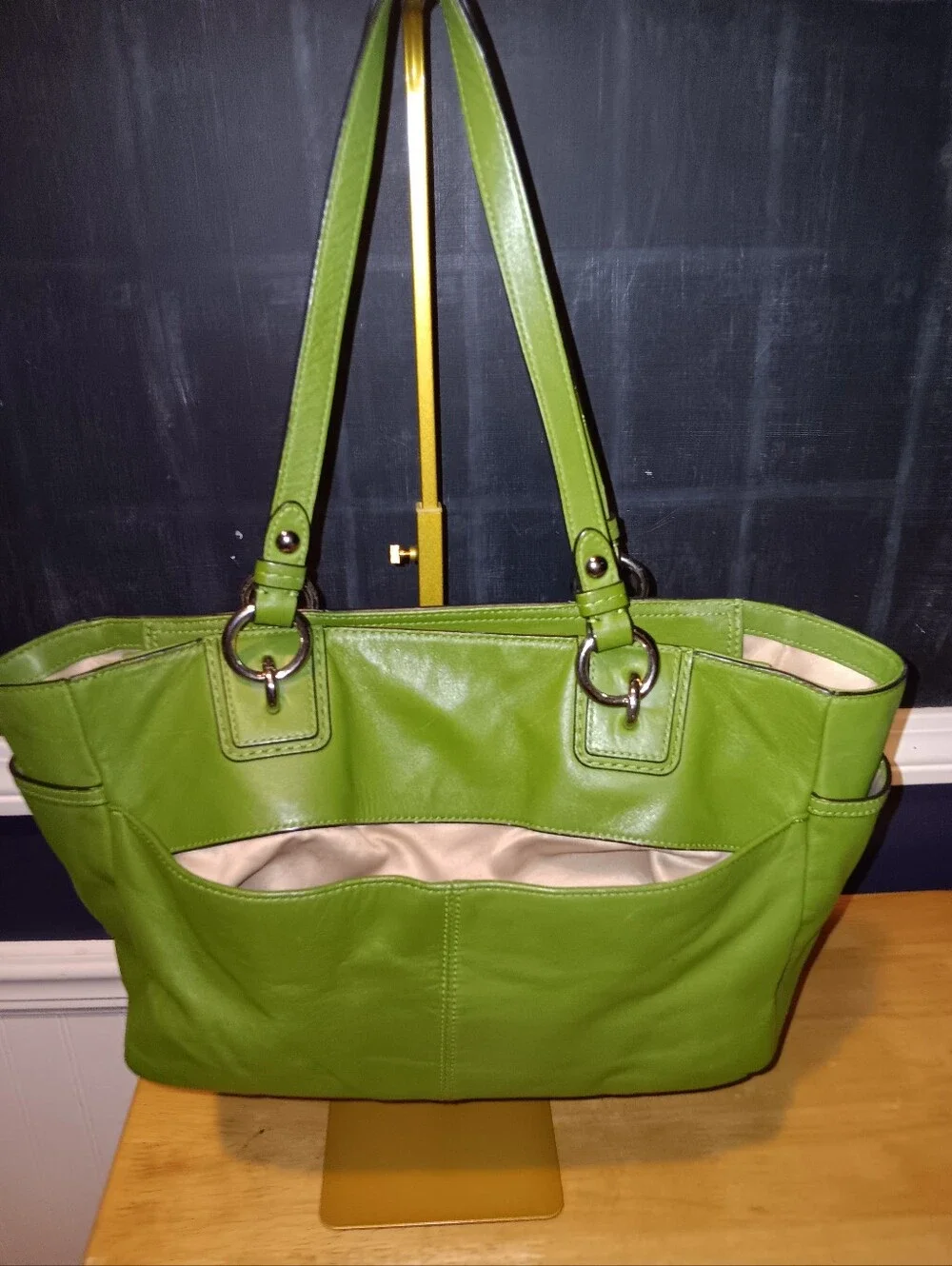 Coach Green Leather Gallery Zip Tote Bag